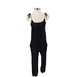Ulla Johnson Valencia Gauze Jumpsuit Black Crochet Pants Romper Overalls